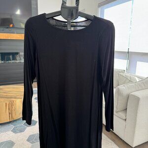 Talbots black long-sleeve crewneck jersey dress